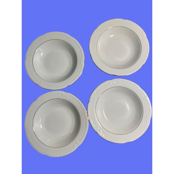 Southington By Baum Fine China Soup Bowls Golden Rhapsody Pattern 8.5"  Poland - Picture 1 of 9